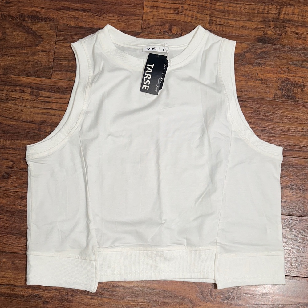TARSE Women's Cream Sleeveless Tank Top
